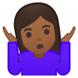 女人耸肩：中黑肤色emoji素材一 160x160像素