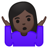女人耸耸肩：深色肤色emoji素材一 160x160像素