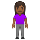 女性站立：中黑肤色emoji素材一 160x160像素