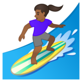 女子冲浪：中黑肤色emoji素材一 160x160像素