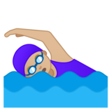 女子游泳：中浅肤色emoji素材一 160x160像素