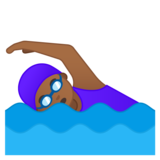 女子游泳：中黑肤色emoji素材一 160x160像素