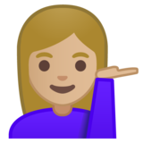 单手举起的女人：中等浅肤色emoji素材一 160x160像素