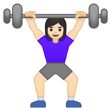 女性举重：浅肤色emoji素材一 160x160像素