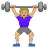 女子举重：中浅肤色emoji素材一 160x160像素