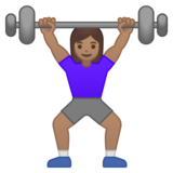 女性举重：中等肤色emoji素材一 160x160像素