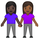 女性牵手：深色肤色，中深色肤色emoji素材一 160x160像素