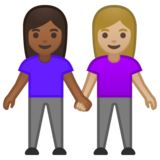 女性牵手：中暗肤色，中浅肤色emoji素材一 160x160像素