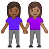 女性牵手：中深色肤色，中肤色emoji素材一 160x160像素