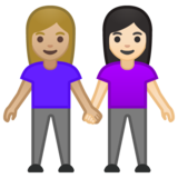 女性牵手：中浅肤色，浅肤色emoji素材一 160x160像素
