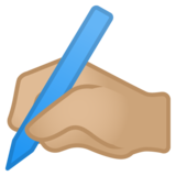 写字的手：中等浅肤色emoji素材一 160x160像素