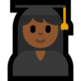 女学生：中黑肤色emoji素材一 160x160像素