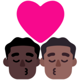亲吻: 男人男人较深肤色中等-深肤色emoji素材一 160x160像素