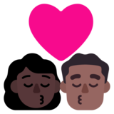 亲吻: 女人男人较深肤色中等-深肤色emoji素材一 160x160像素