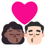 亲吻: 女人男人中等-深肤色较浅肤色emoji素材一 160x160像素