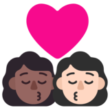 亲吻: 女人女人中等-深肤色较浅肤色emoji素材一 160x160像素