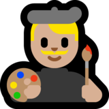 男艺术家：中浅肤色emoji素材一 160x160像素