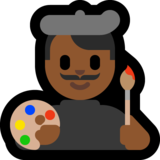 男艺术家：中黑肤色emoji素材一 160x160像素