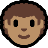 男士：中等肤色，卷发emoji素材一 160x160像素