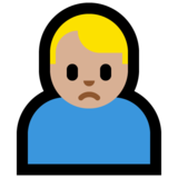 男人皱眉：中等浅肤色emoji素材一 160x160像素