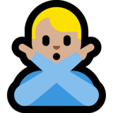 打“不”手势的男人：中浅肤色emoji素材一 160x160像素
