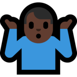 男人耸肩：深色肤色emoji素材一 160x160像素