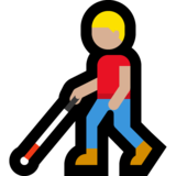 拿拐杖的男人：中浅肤色emoji素材一 160x160像素