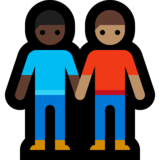 男士牵手：深色肤色，中等肤色emoji素材一 160x160像素