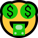 张嘴眼睛冒钱脸emoji素材一 160x160像素