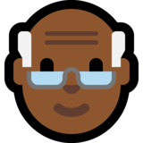老人：中黑肤色emoji素材一 160x160像素