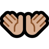 双手张开：中等浅肤色emoji素材一 160x160像素