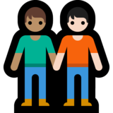 手牵手:中等肤色,浅肤色emoji素材一 160x160像素