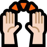 举手：浅肤色emoji素材一 160x160像素