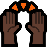 举起手：深色肤色emoji素材一 160x160像素