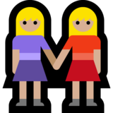 女性牵手：中浅肤色emoji素材一 160x160像素
