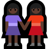 女性牵手：深色肤色emoji素材一 160x160像素