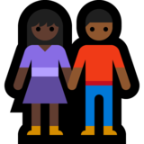 男女牵手:深色肤色,中深色肤色emoji素材一 160x160像素