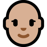 女性：中浅肤色，秃顶emoji素材一 160x160像素