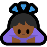 女性鞠躬：中黑肤色emoji素材一 160x160像素