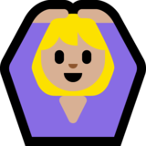 做“好”手势的女人：中等浅肤色emoji素材一 160x160像素