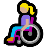 手动轮椅女性：中浅肤色emoji素材一 160x160像素