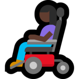 坐在电动轮椅上的女人：深色肤色emoji素材一 160x160像素