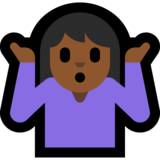 女人耸肩：中黑肤色emoji素材一 160x160像素