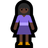 女性站立：深色肤色emoji素材一 160x160像素