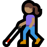 拿拐杖的女人：中等肤色emoji素材一 160x160像素