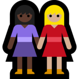 女性牵手：深色肤色，中浅肤色emoji素材一 160x160像素
