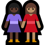 女性牵手：深色肤色，中等肤色emoji素材一 160x160像素