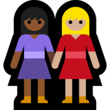 女性牵手：中暗肤色，中浅肤色emoji素材一 160x160像素