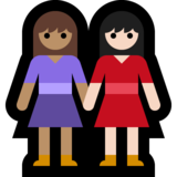 女性牵手：中等肤色，浅肤色emoji素材一 160x160像素