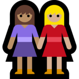 女性牵手：中等肤色，中等肤色emoji素材一 160x160像素